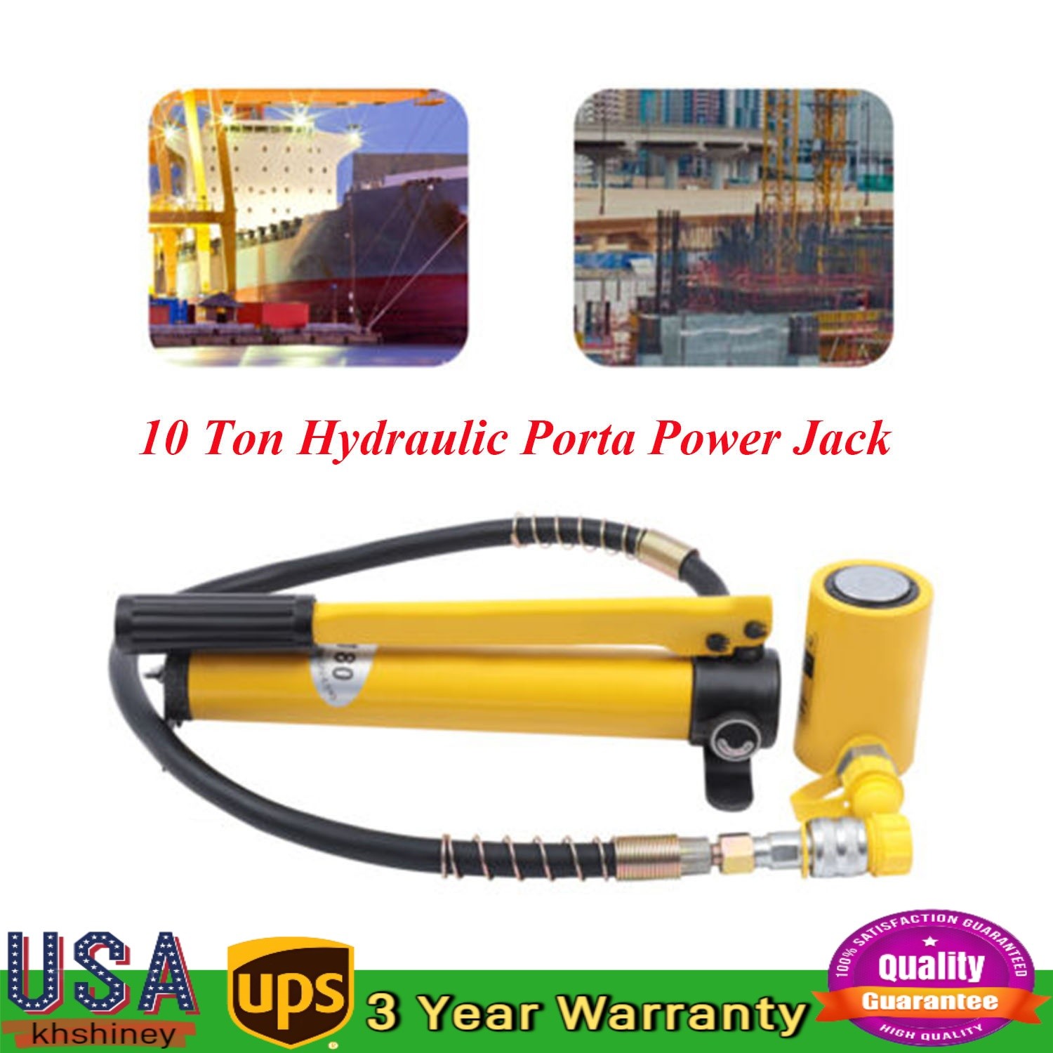 10Ton Hydraulic Cylinder Jack Low Profile Porta Power Ram Single Acting RSC-1050