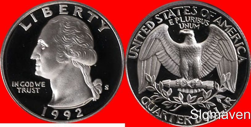 1992 S Clad Washington Quarter Deep Cameo Gem Proof