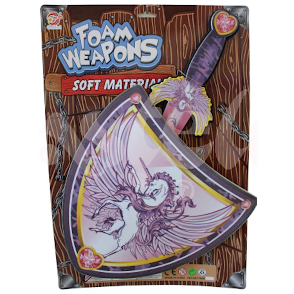 Set Shield + Sword Rubber Eva Foam Unicorn Medieval