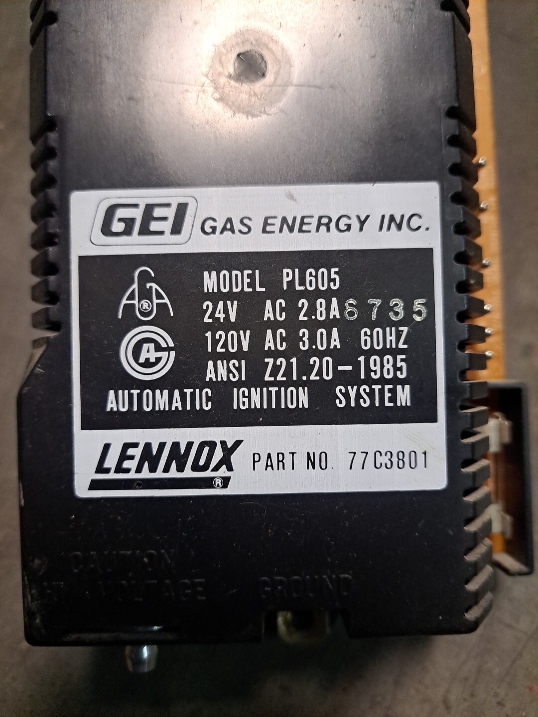 GEI Lennox Auto Ignition System Pl605 Part 77C3801 ♧
