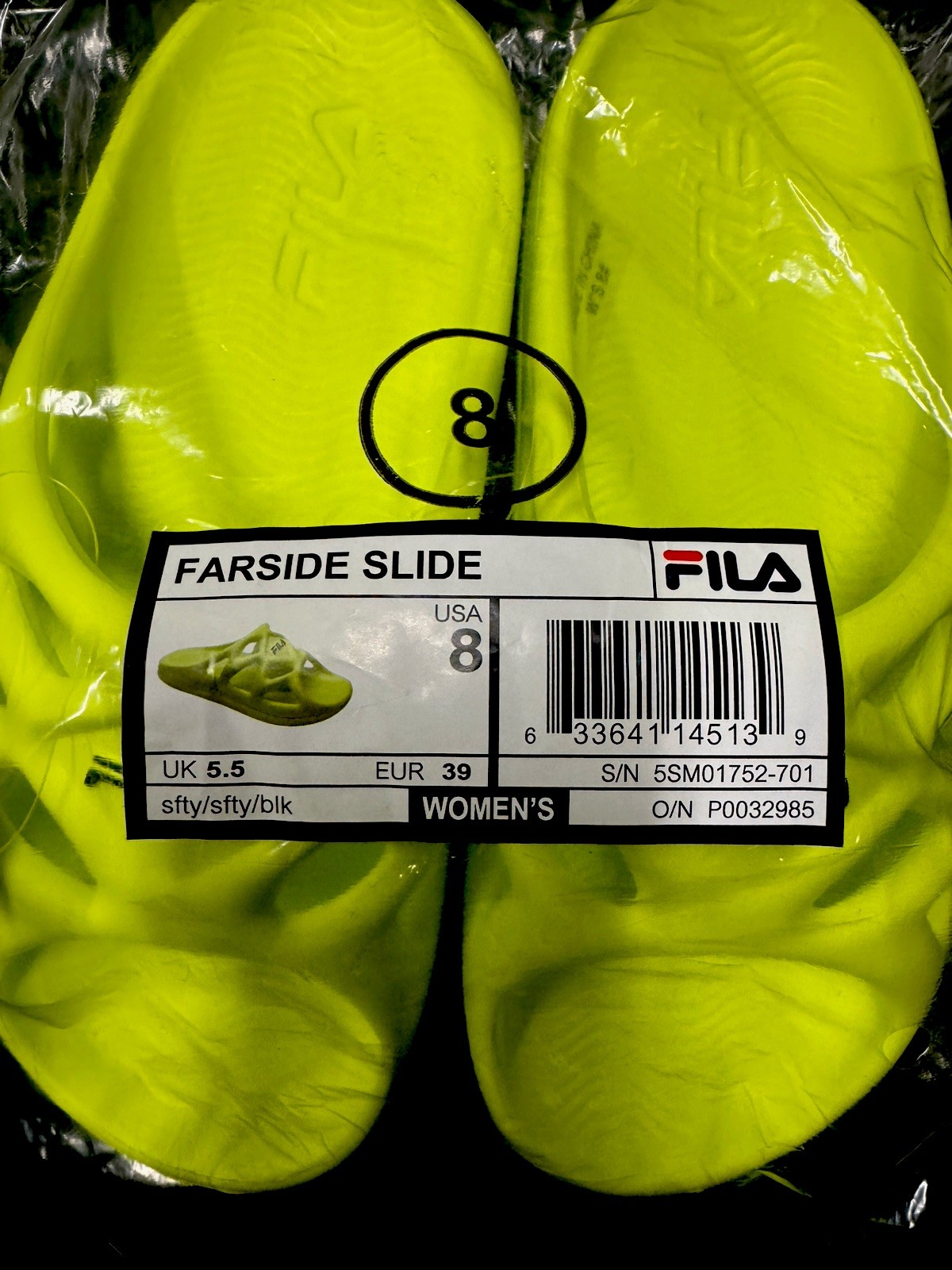 FILA Farside Slide Sandal Safety Yellow New With Tag Women’s Size 8 New