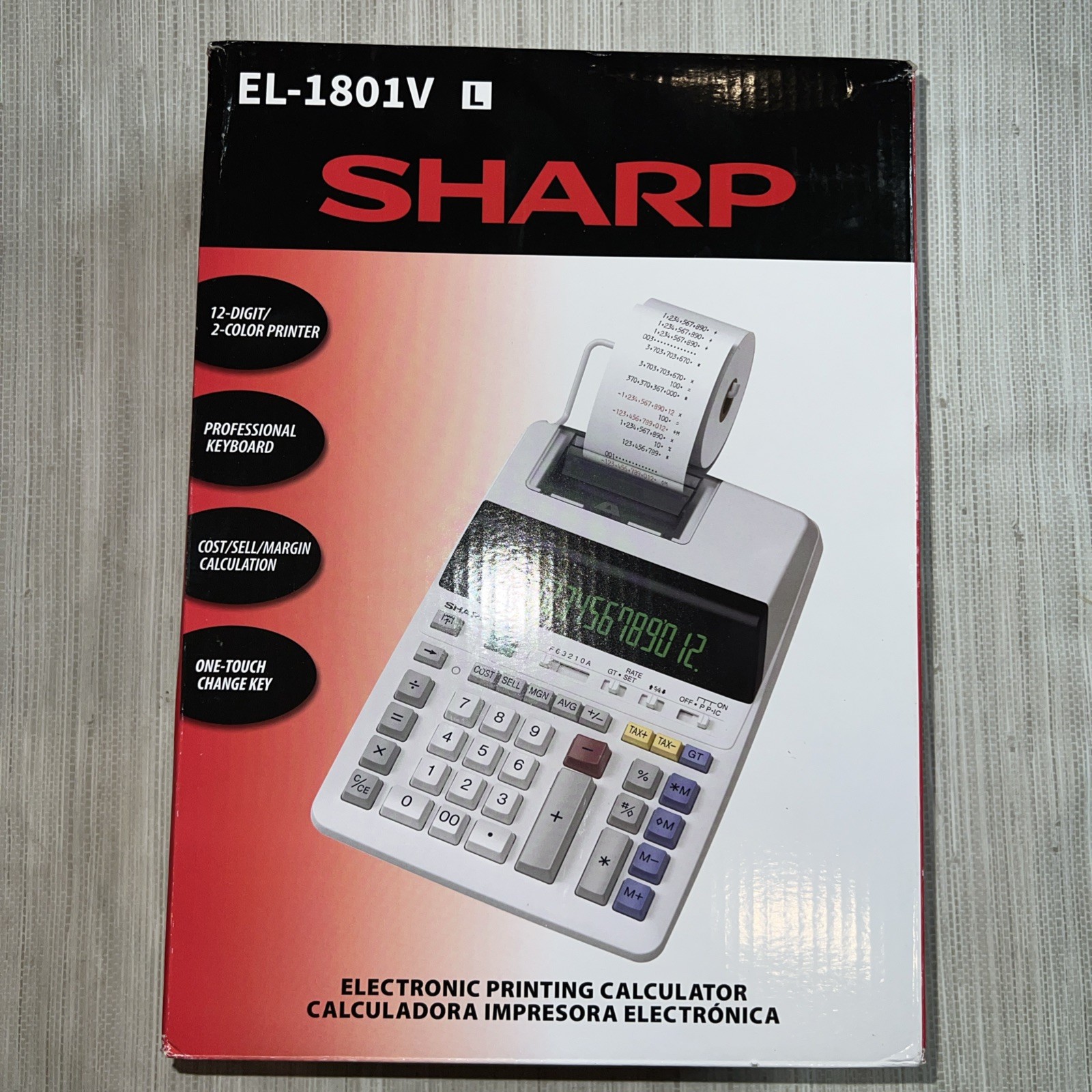 Sharp EL-1801V 12-Digit 2-Color Serial Printing Calculator NEW *Box Has Wear