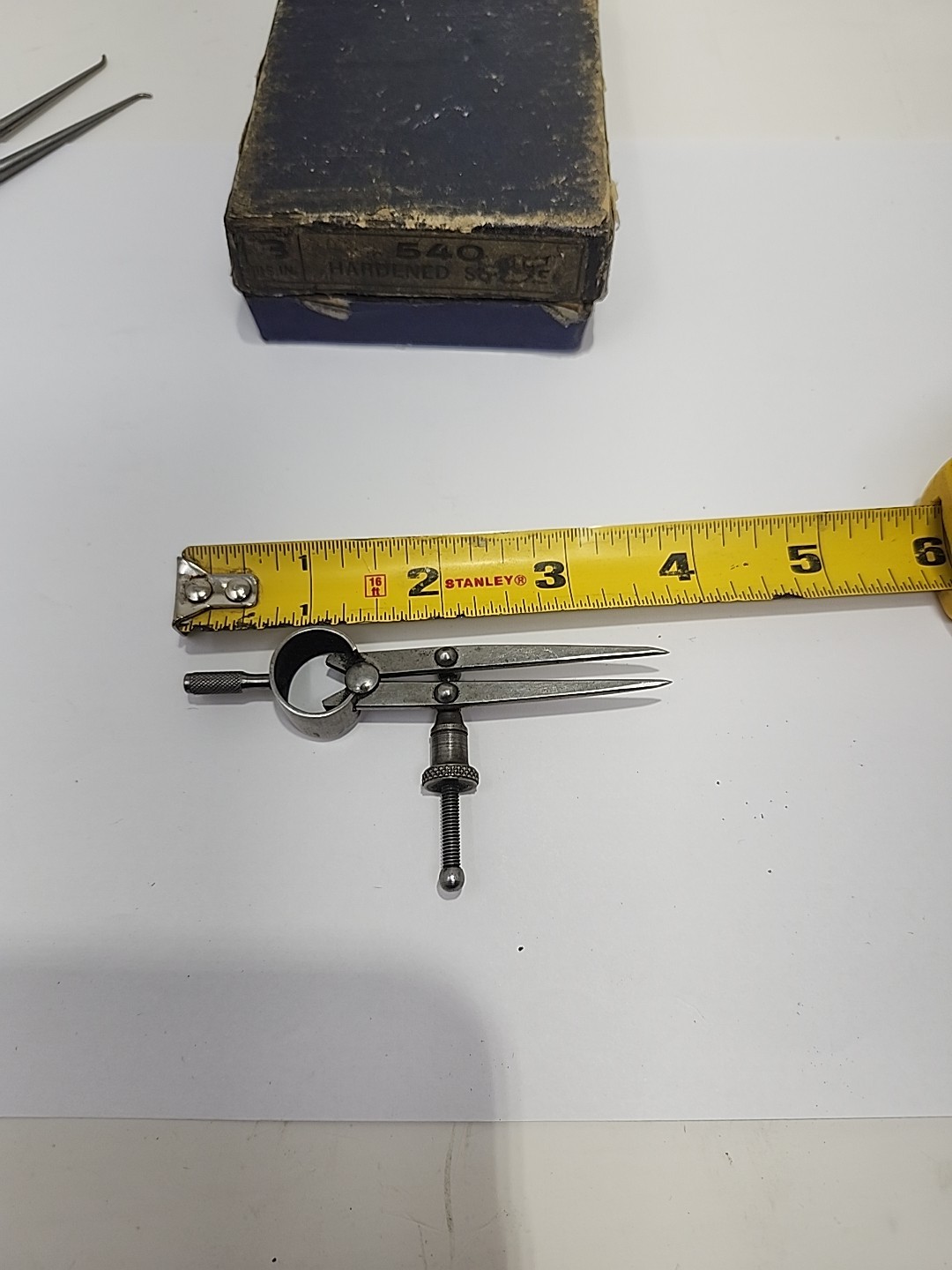 Starrett Athol Machine 3 1/2 " Round Flat Leg Inside Caliper Machinist Tool