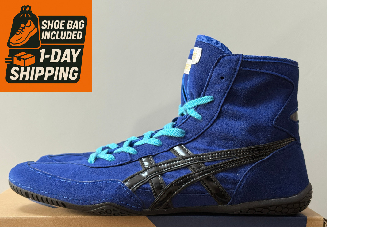 Opt Laces turquoise:  Asics Wrestling Shoes EX-EO 1083A001 Blue x Black x Black