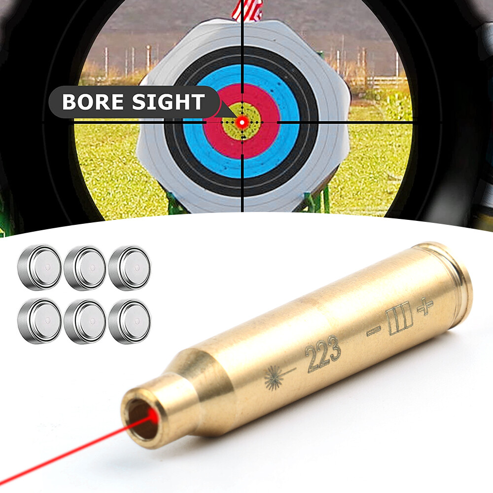 223REM 5.56 Cartridge Red Laser Boresighter Hunting Bore Sighter Sight 6 Battery