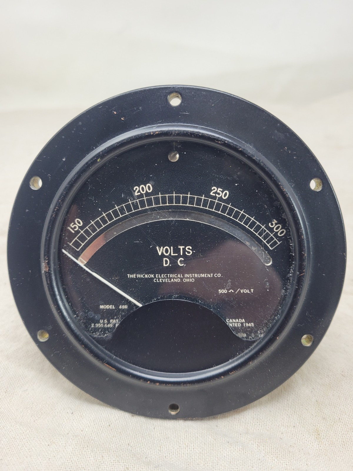 Vintage Wwii Hickok Electrical D.C. Volts Meter Model 48R 150-300 Range