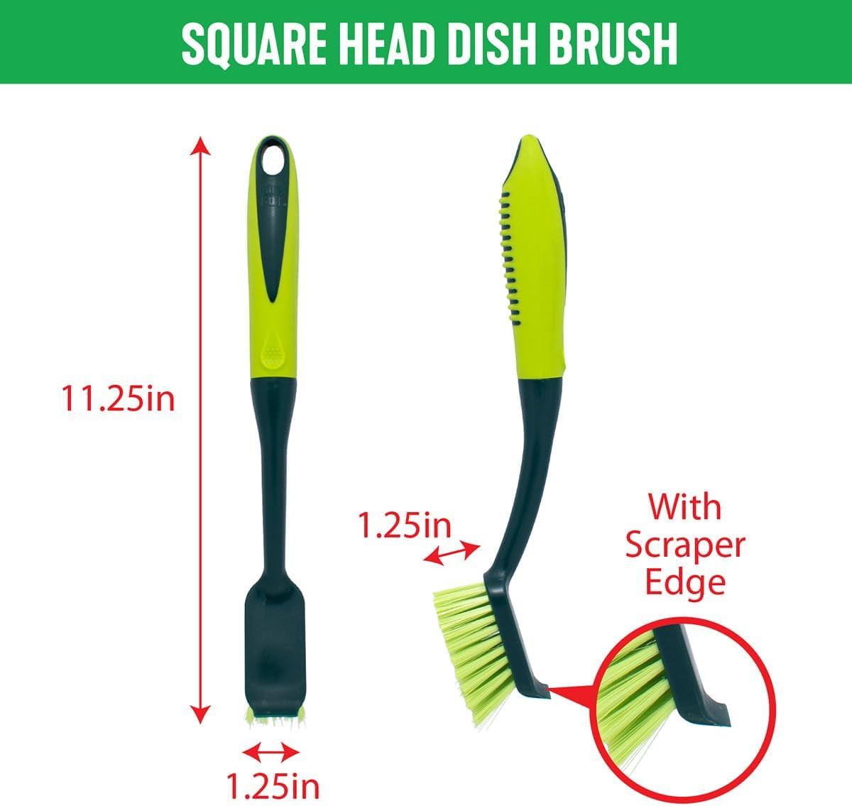Scrub Brush Set - Long Handle Cleaning Brushes with Heavy Duty Bristles and Comf