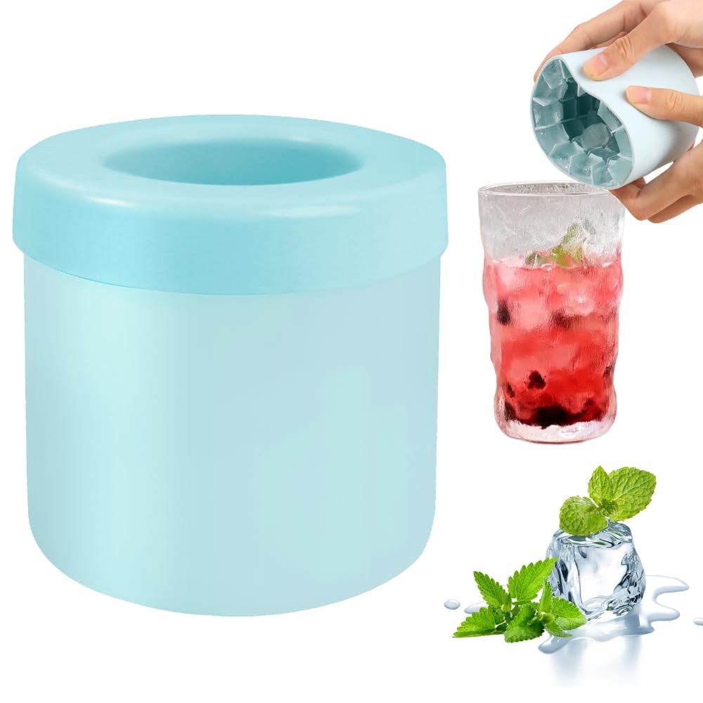 Achouray Cylinder Silicone Ice Cube Mold, New 3D Cubes 1 Pcs, Blue-Green