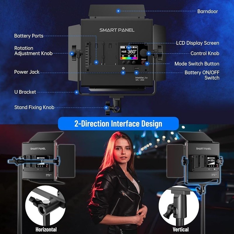 RGB Video Light W/ Adjustable Color Temperature 10 Effects Wireless Control New