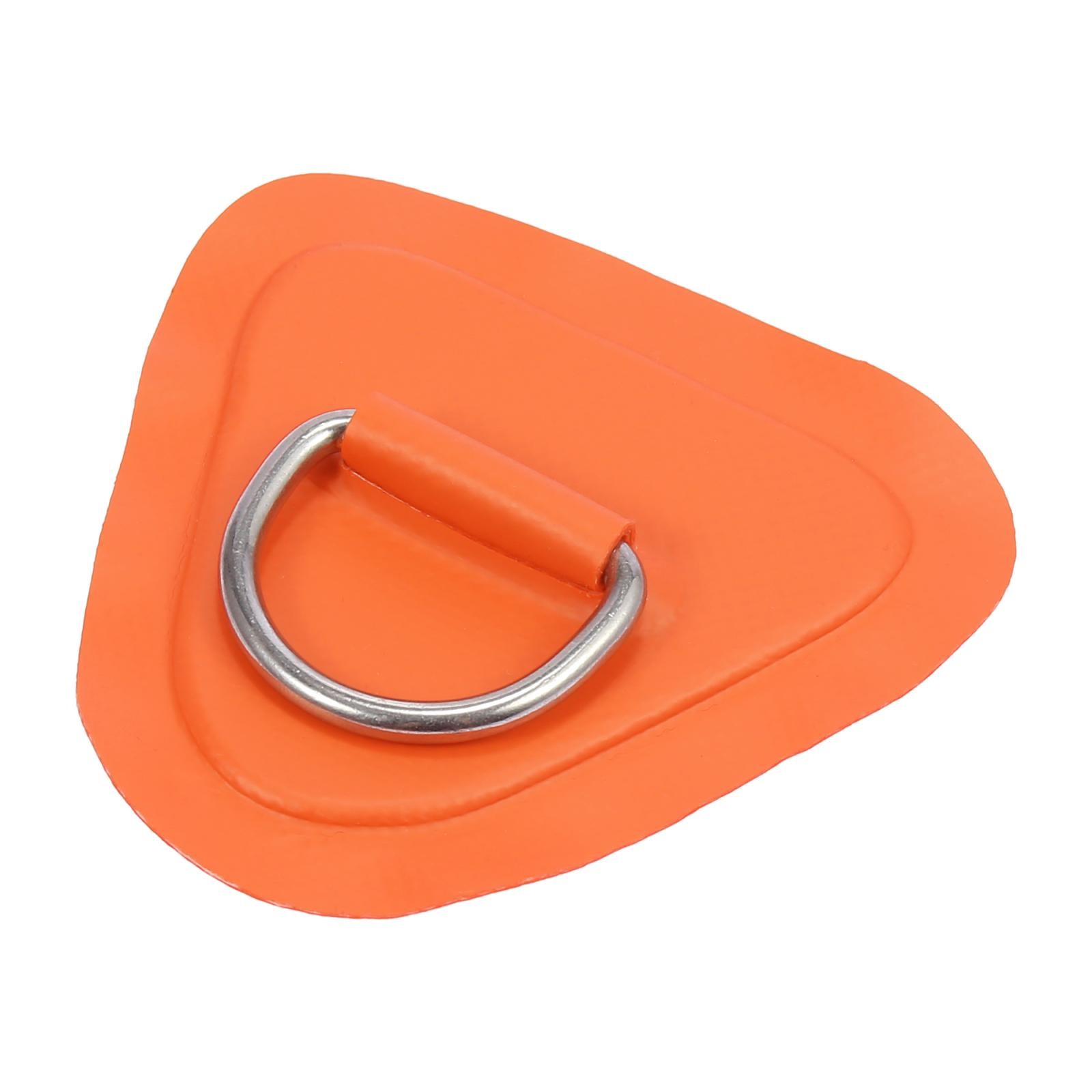 4pcs D Ring Patch PVC Stainless Steel Triangle Shape for Kayak Canoe Deck Orange