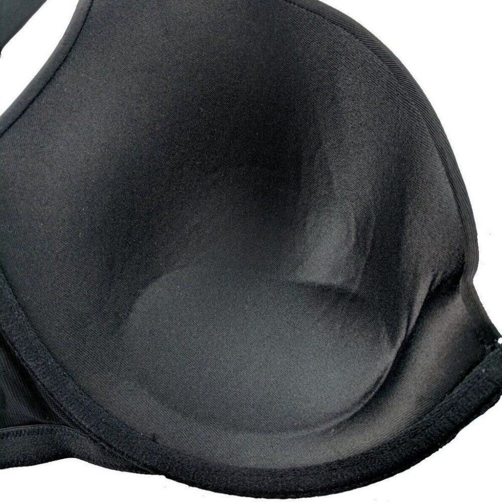 Lane Bryant Cacique Smooth Boost Plunge Bra Solid Satin Size 42DDD Black NWOT