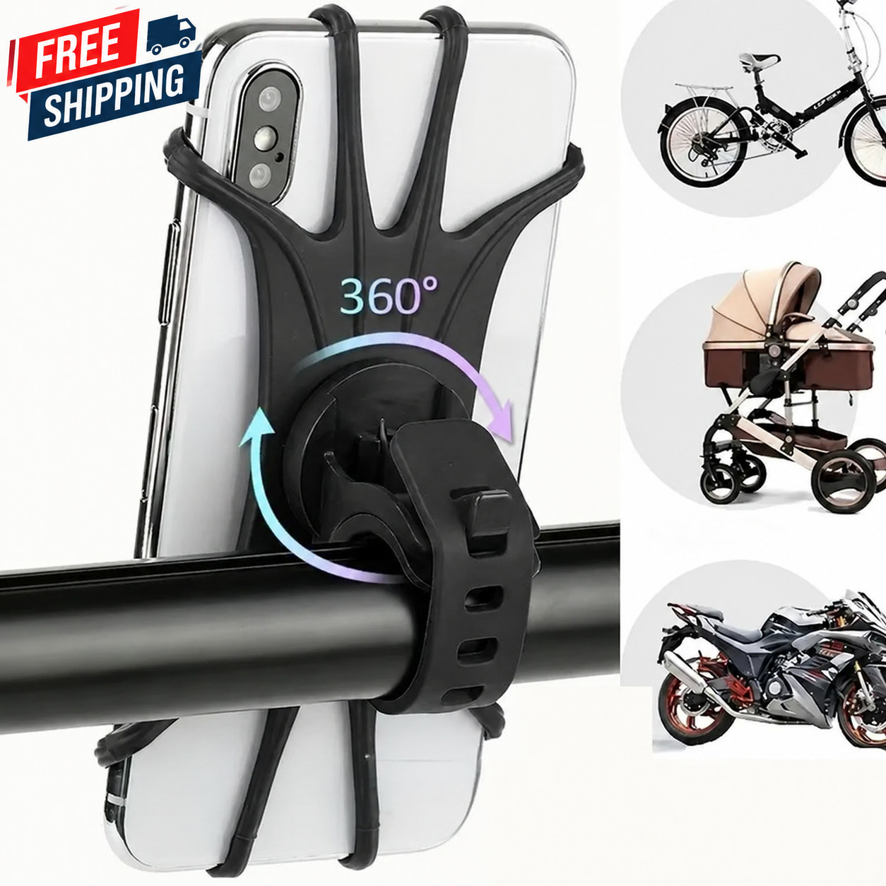 Silicone Bike Phone Holder Universal Motorcycle Bicycle Handlebar Mount Stand GP
