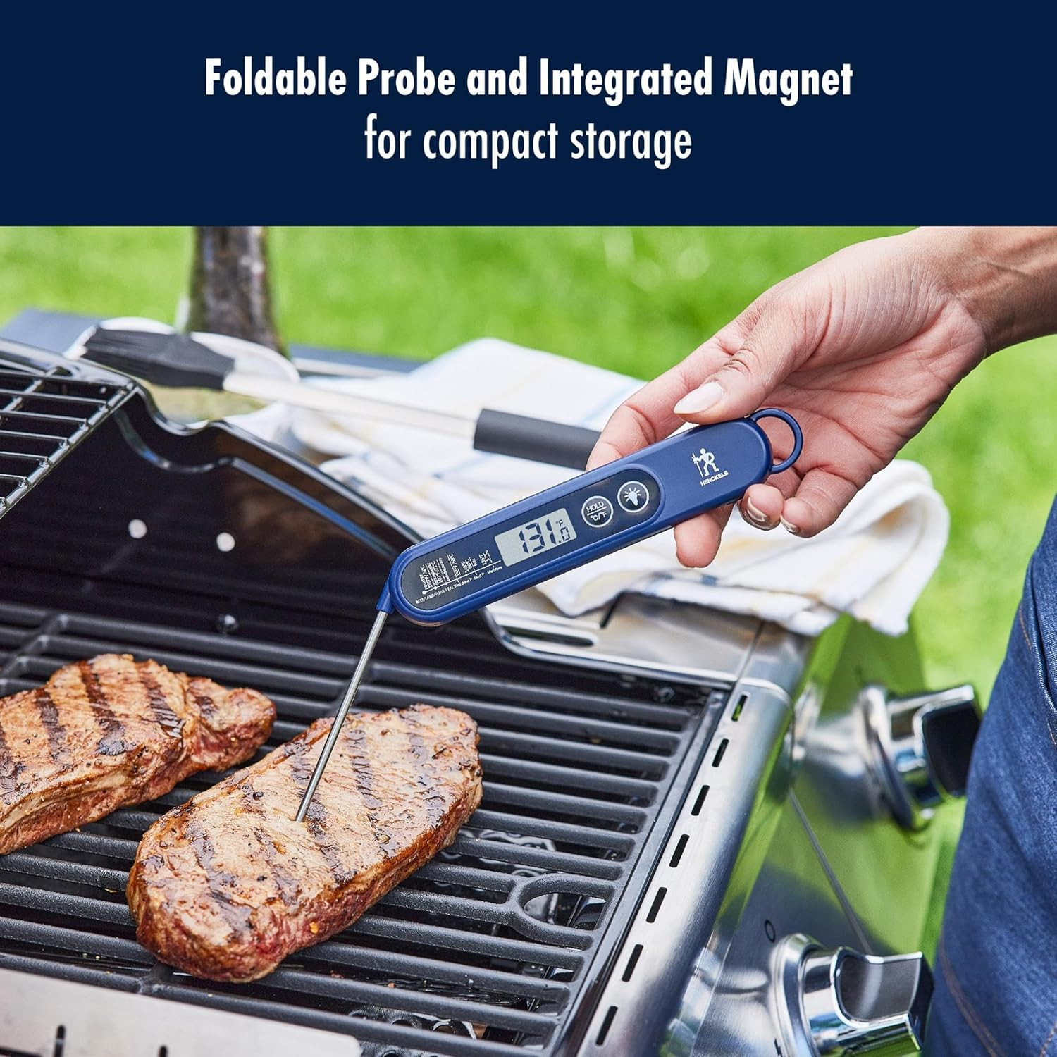 HENCKELS Meat Digital Thermometer, Instant Read BBQ Thermometer with Foldable Pr