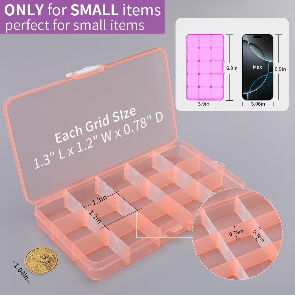 Transparent 15-Compartment Jewelry Organizer - Small Plastic Storage Solution