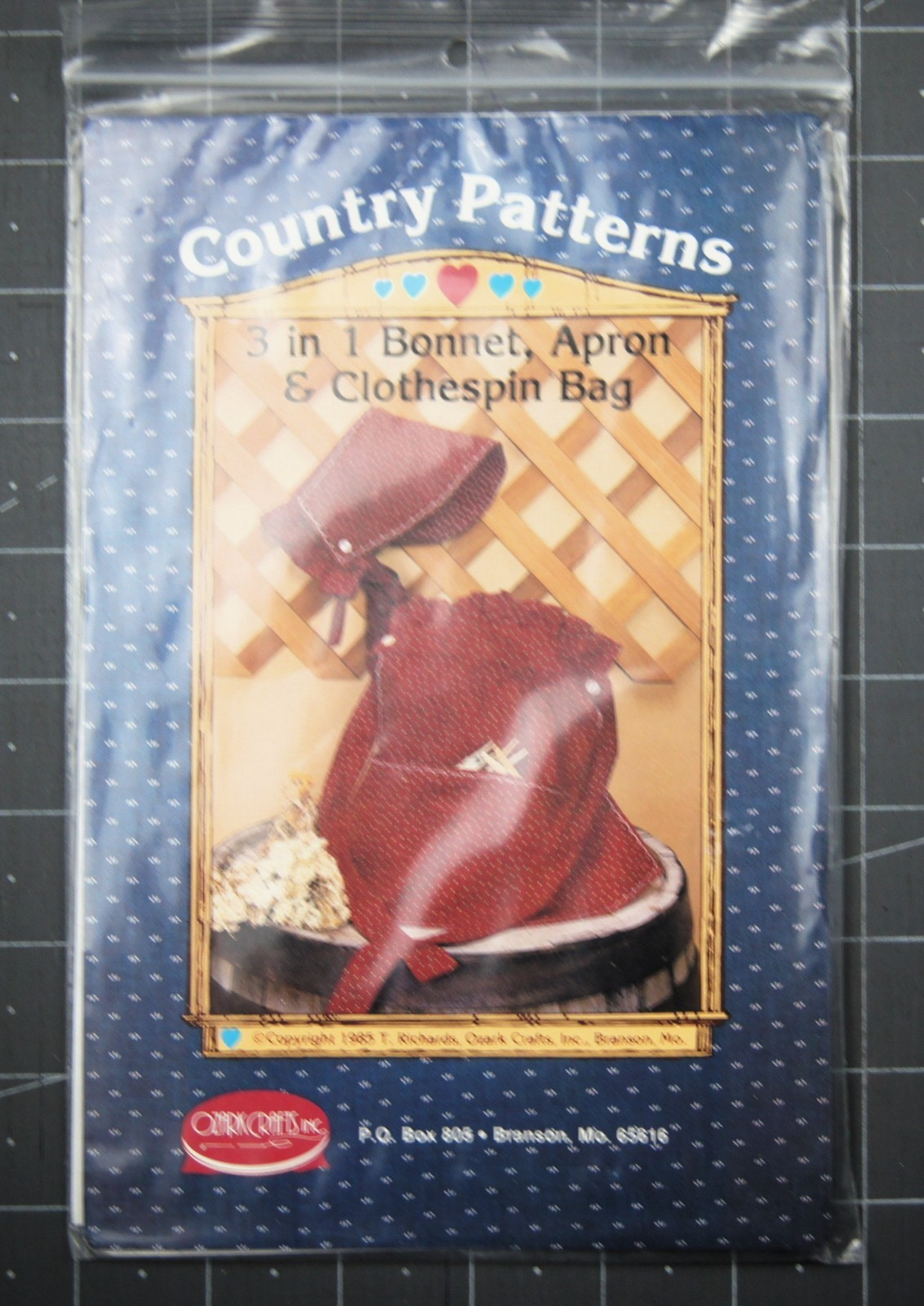 3 in 1 Bonnet, Apron and Clothespin Bag Vintage Country Patterns