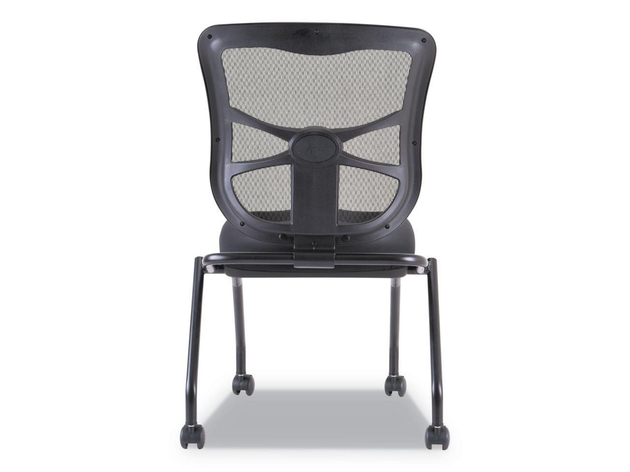 Alera ALEEL4915 Elusion Mesh Nesting Chairs, Black Seat / Black Back, Black Base