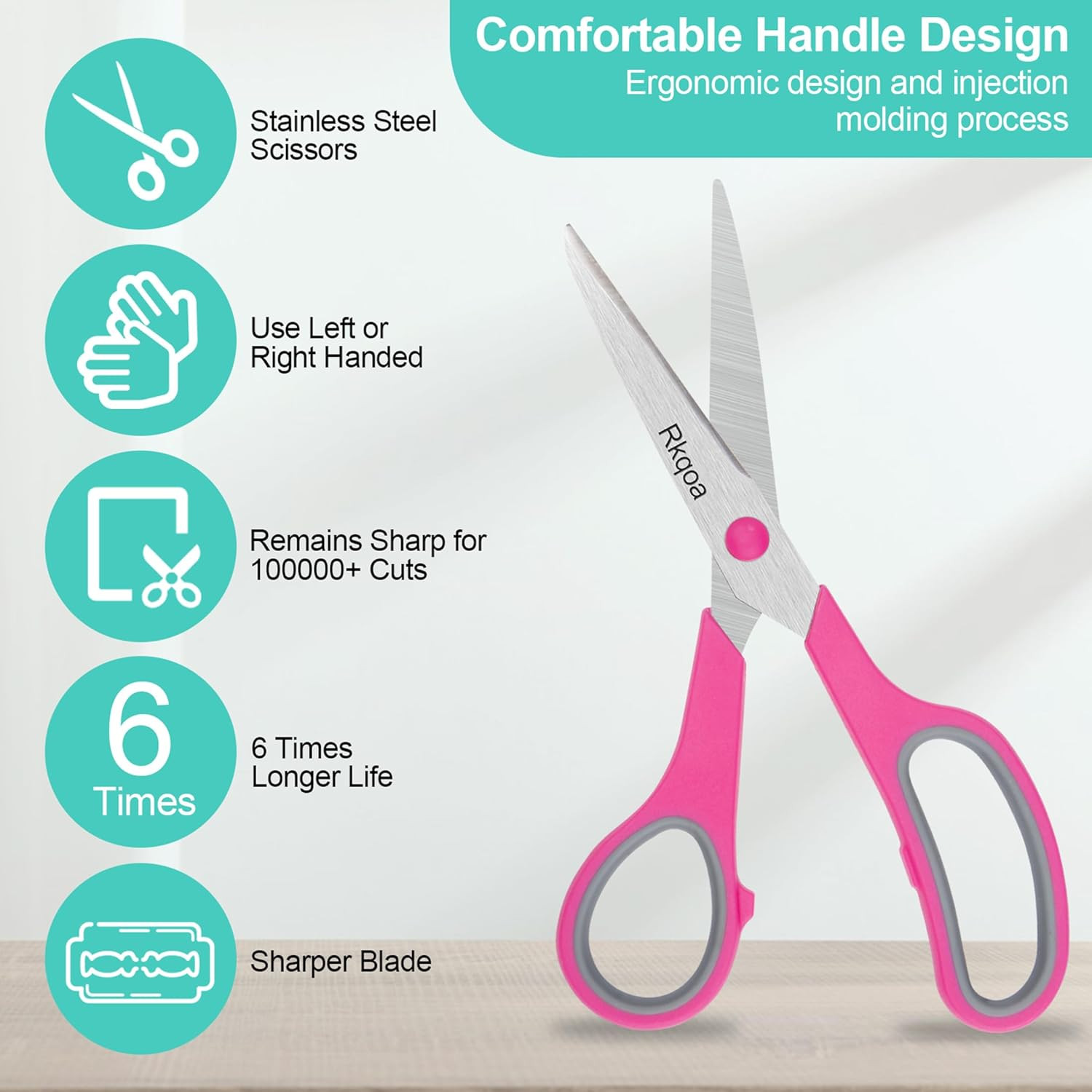 Black 6 Scissors Pack, 8" All Purpose Scissor - High Performance and Designe...