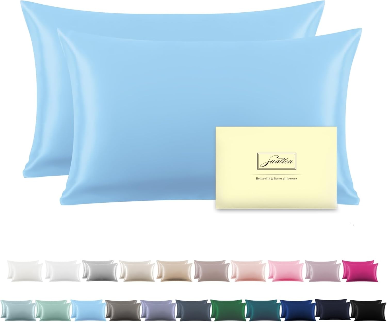 Silk Pillow Cases 2 Pack Soft Breathable and Sliky Queen Size Pillow Cases Set