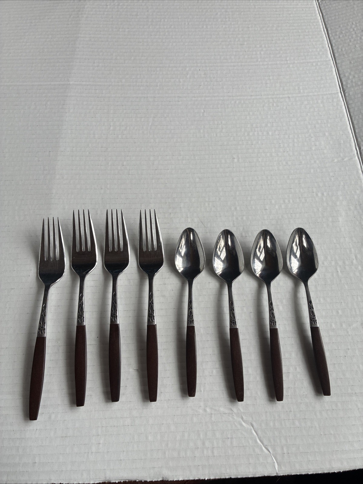 Mid Century 8 Piece Grand Prix Dior Muffin Forged Stainless Steel Flatware USED