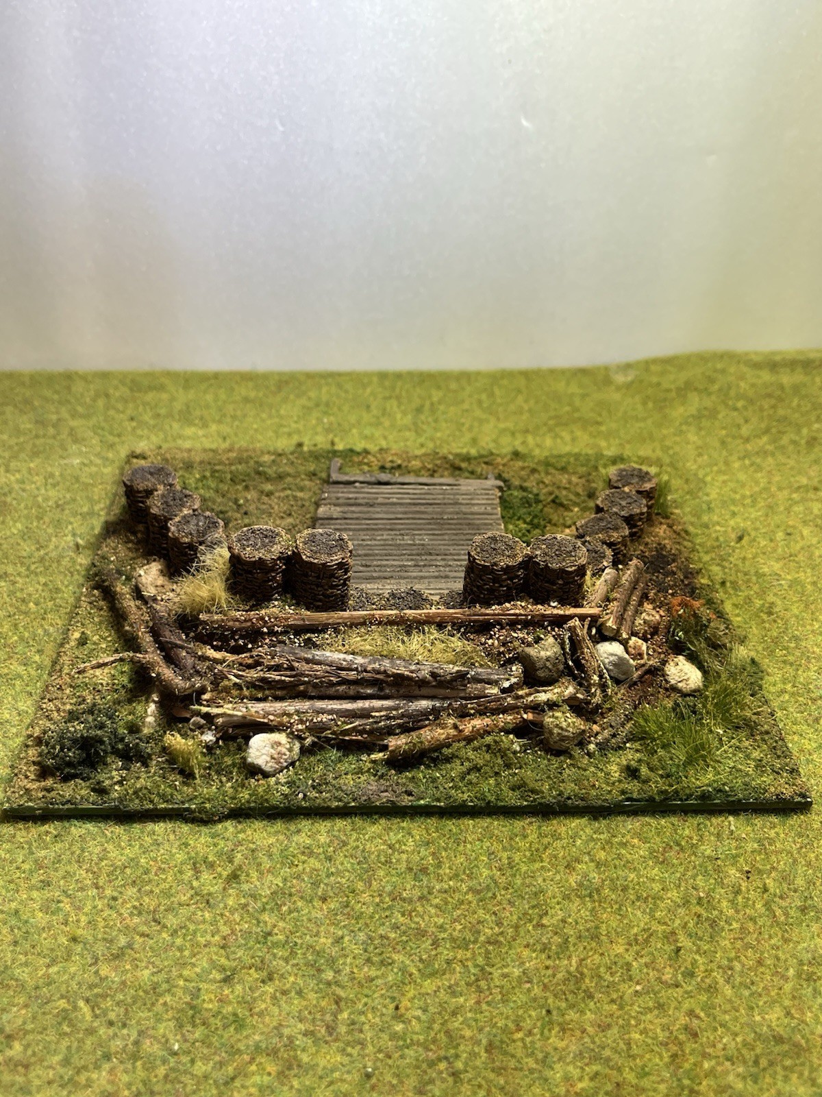 28mm Painted Terrain Black Powder Artillery Redoubt W/Gun Platform AWI SYW 6”x7”