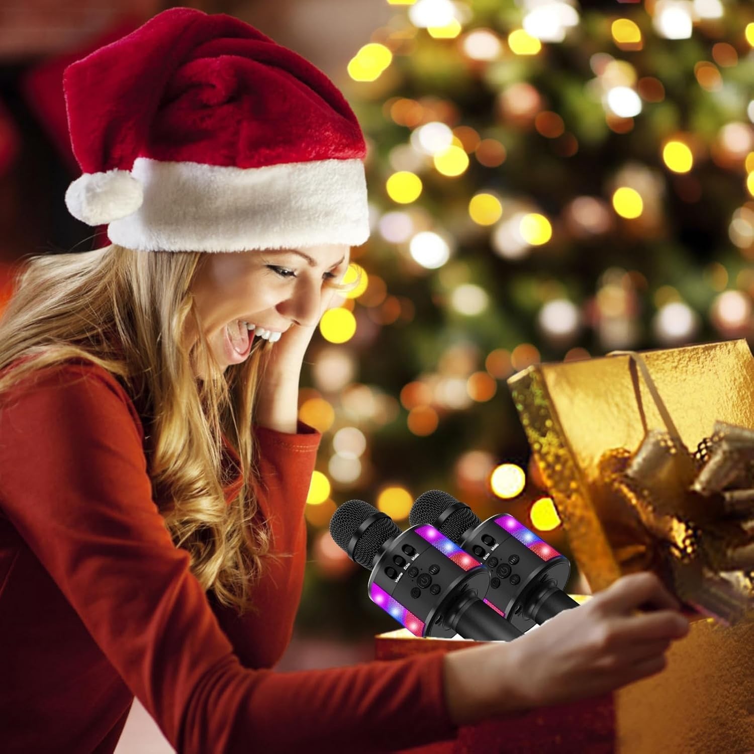 Ultimate Bluetooth Karaoke Microphone for Parties - LED Light Show, Compact Size