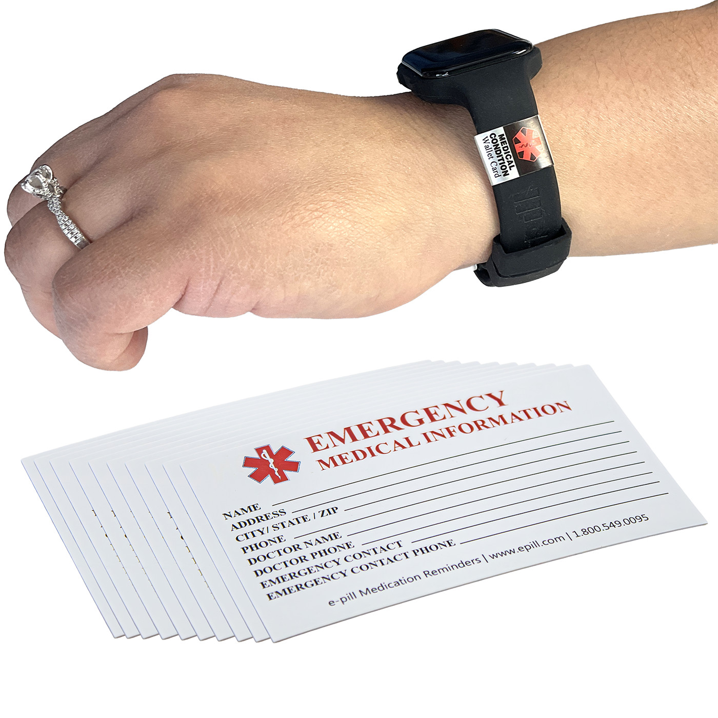 10 Pack Emergency Medical Alert ID Wallet Card With 2 Medical Condition Tags