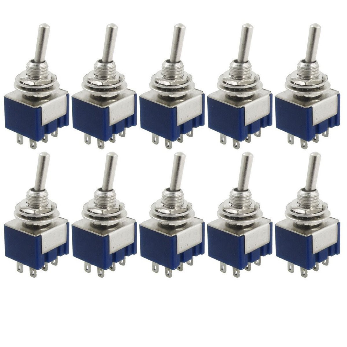 YXQ 10 Pcs AC 125V 6A ON/ON 2 Position DPDT Mini Toggle Switch