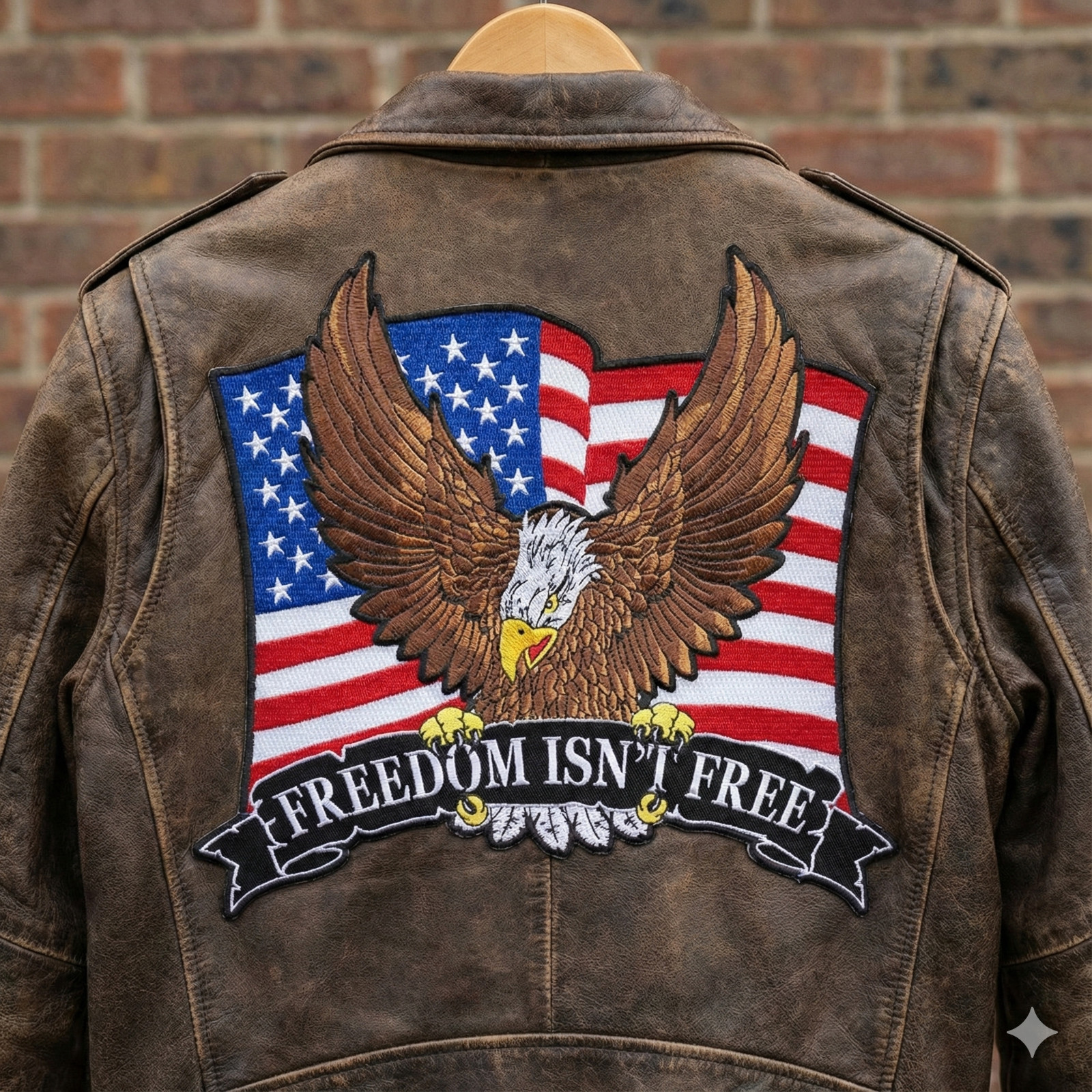 USA Flag Bald Eagle Motorcycle MC Patch Large Iron On Biker Freedom Isn't Free