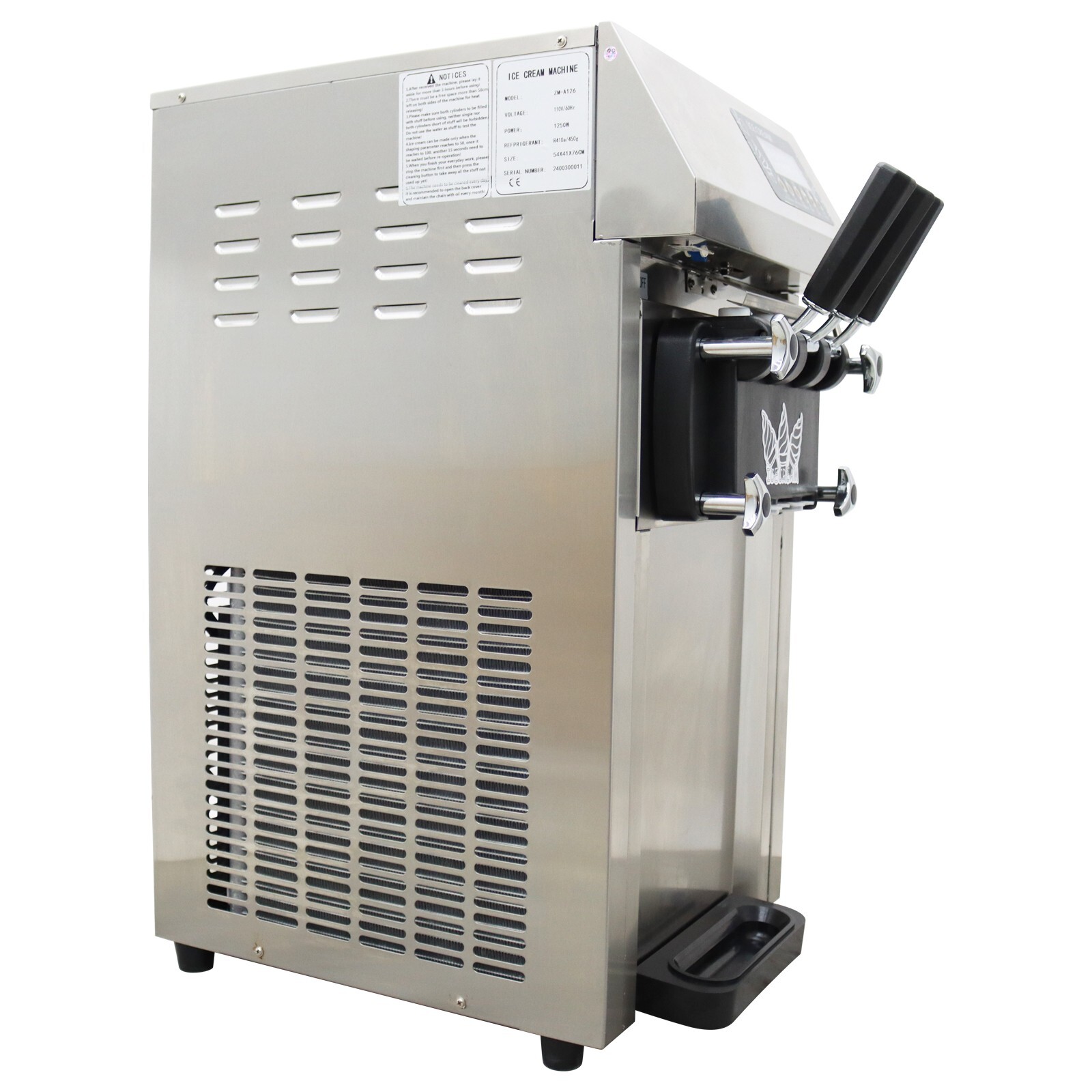 110V Fully Automatic 3 Flavors Soft Serve Ice Cream Maker Pre-cooling&Freshness