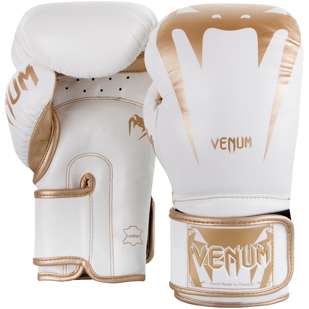 Venum Giant 3.0 Nappa Leather Hook and Loop Training Boxing Gloves - White/Gold