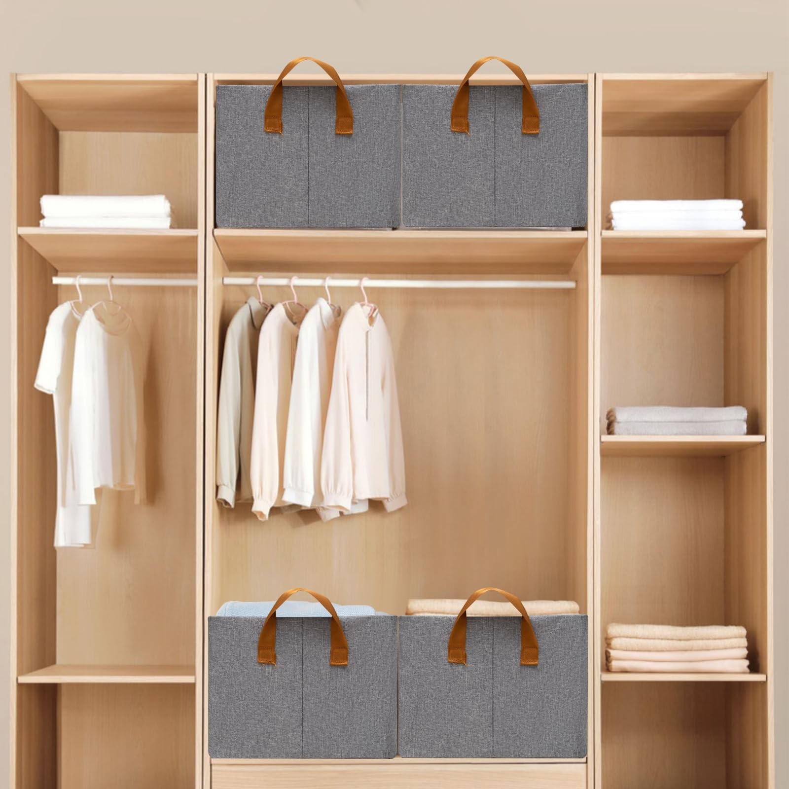 6 Pack Closet Cloth Storage Bins for Shelves, Medium Storage Baskets for Shel