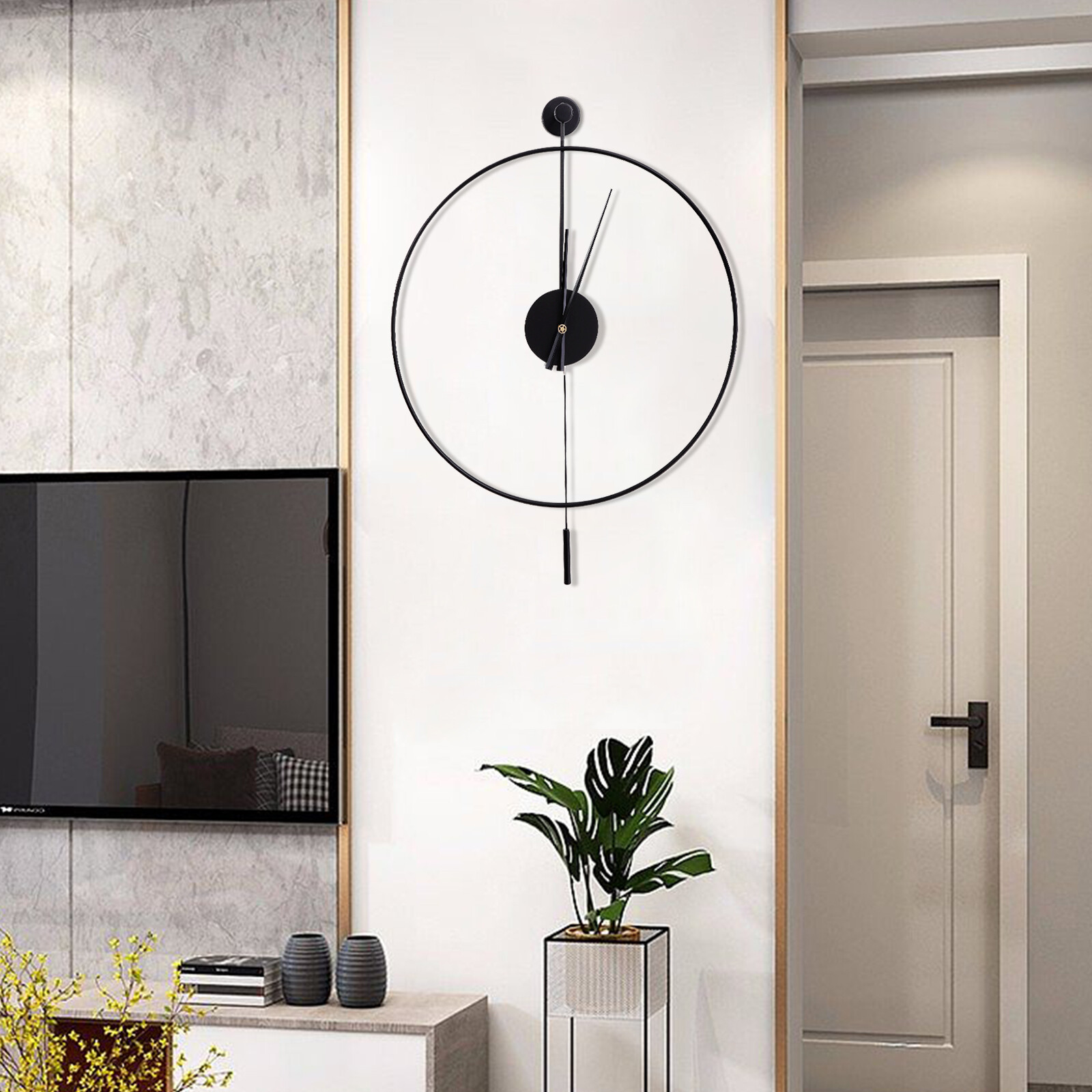 20"Classical Large Decorative Wall Clock with Pendulum Modern Non-Ticking Silent