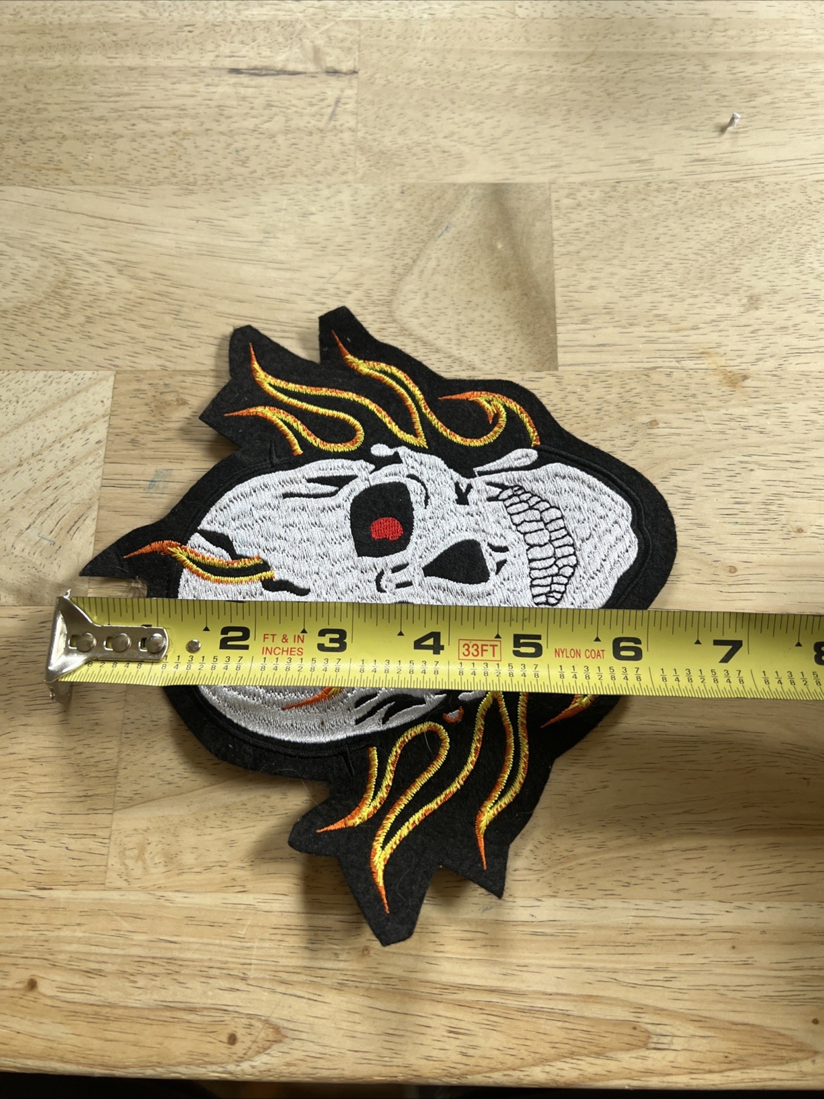 7.5" Flaming Skull Motorcycle Patch New