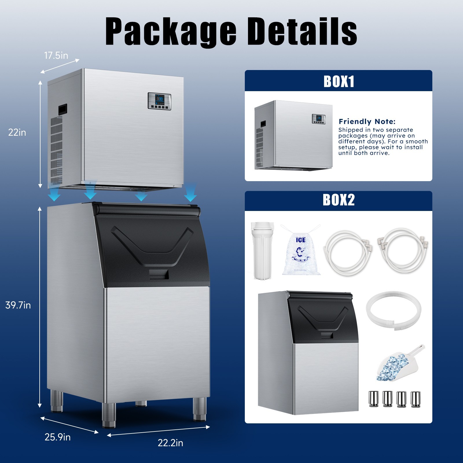 Commercial Ice Machine 680LBS/24H with 560LBS Storage Bin, Industrial Ice Maker