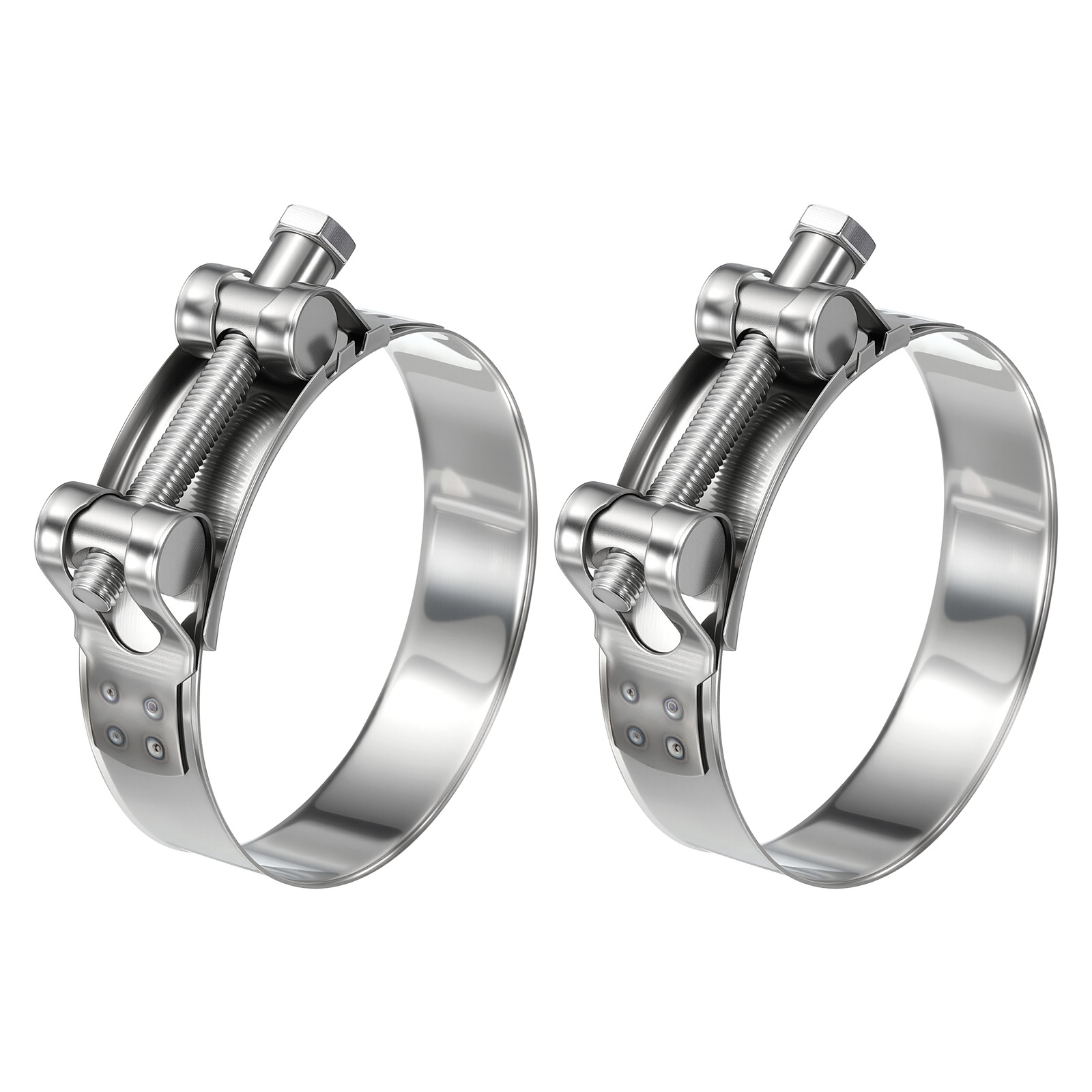 2Pcs Stainless Steel T-Bolt Hose Clamp, Adjustable OD Range 74-79mm