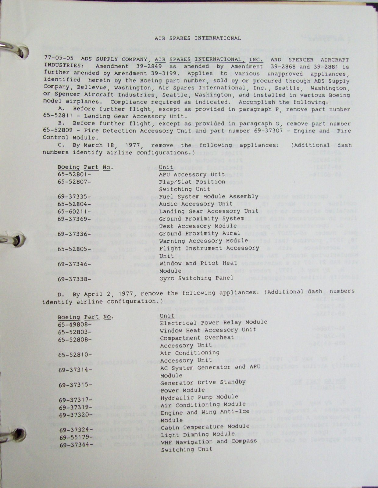 FAA Original Airworthiness Directives Volume II