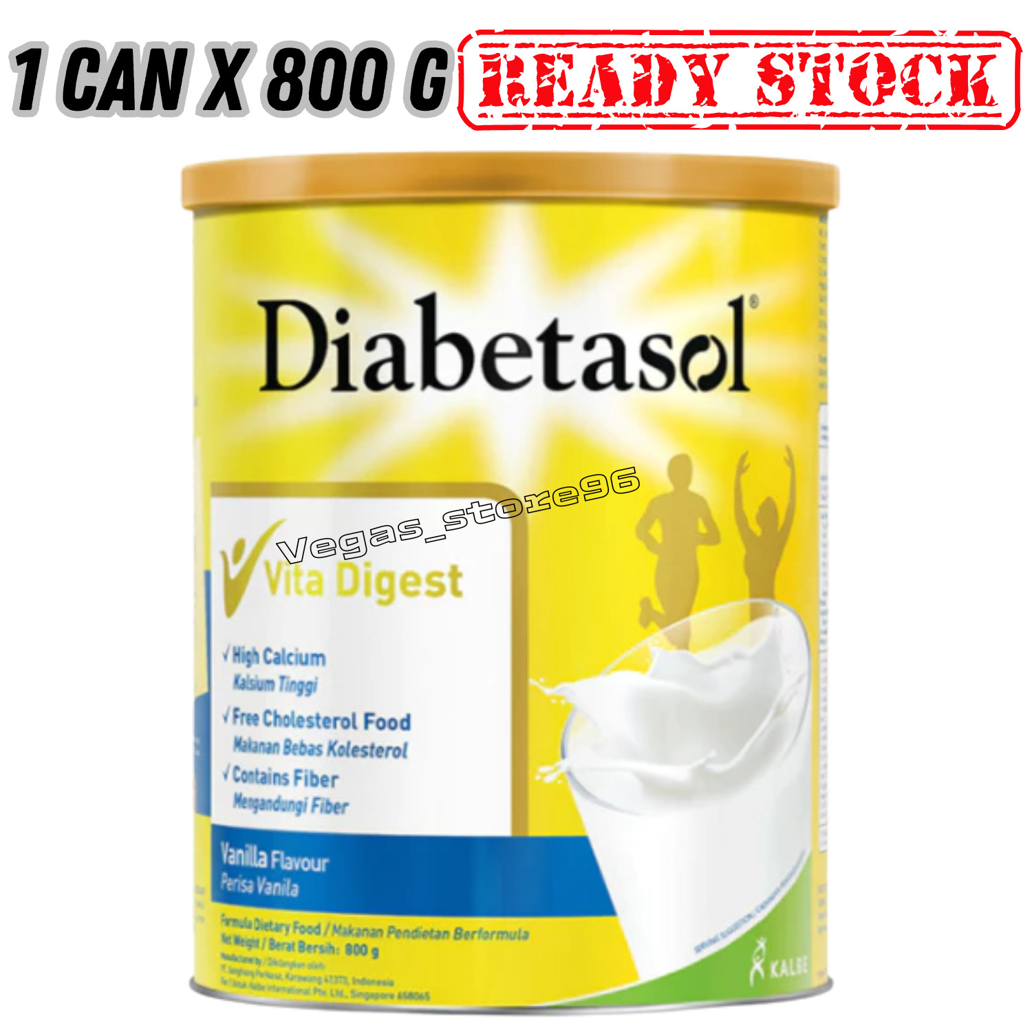 1 X 800g DIABETASOL Vanilla Flavor Diabetic Milk Powder High Calcium Nutrition