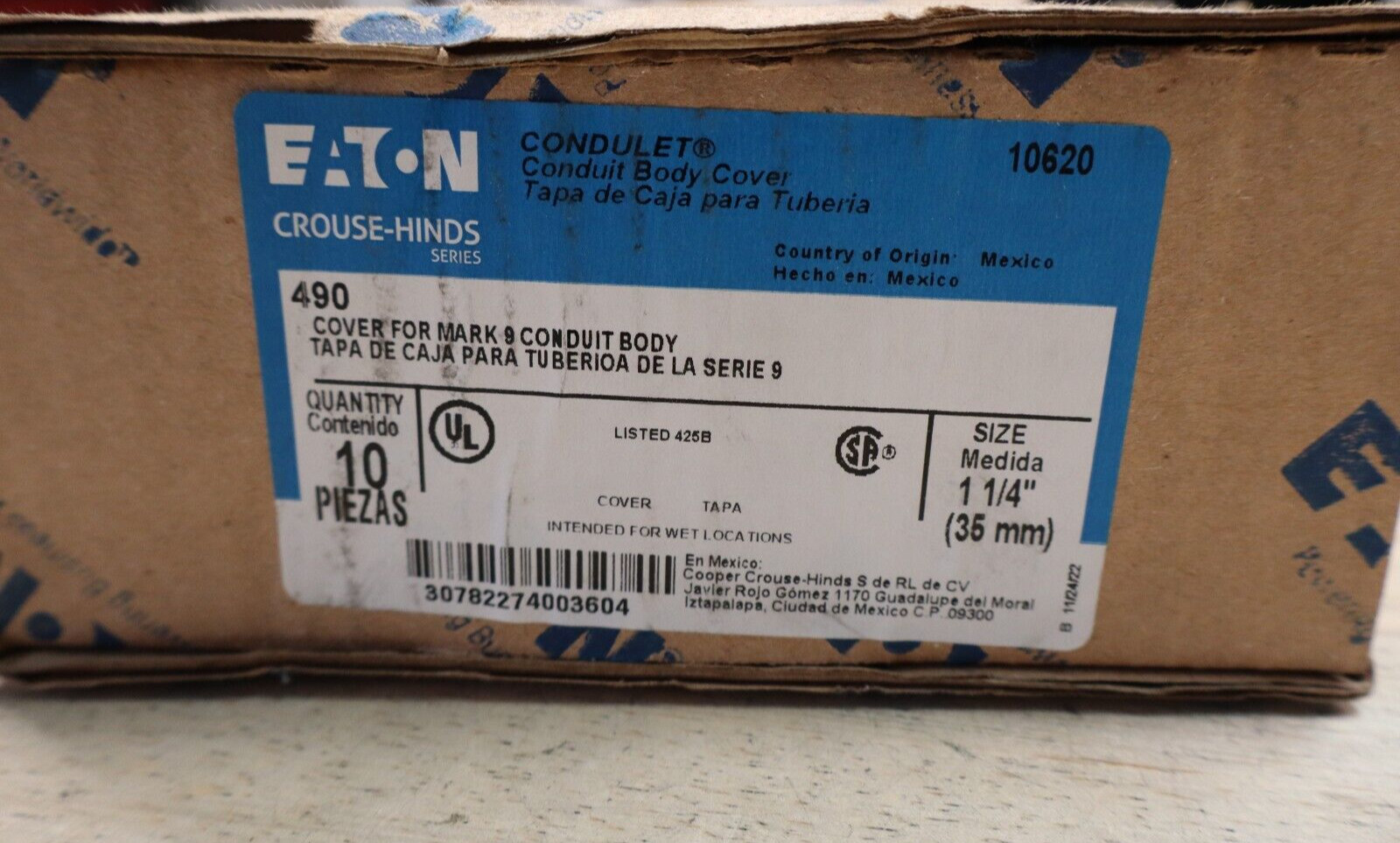BOX OF 10 CROUSE-HINDS 490 CONDUIT BODY COVER 1 1/4"    - C5