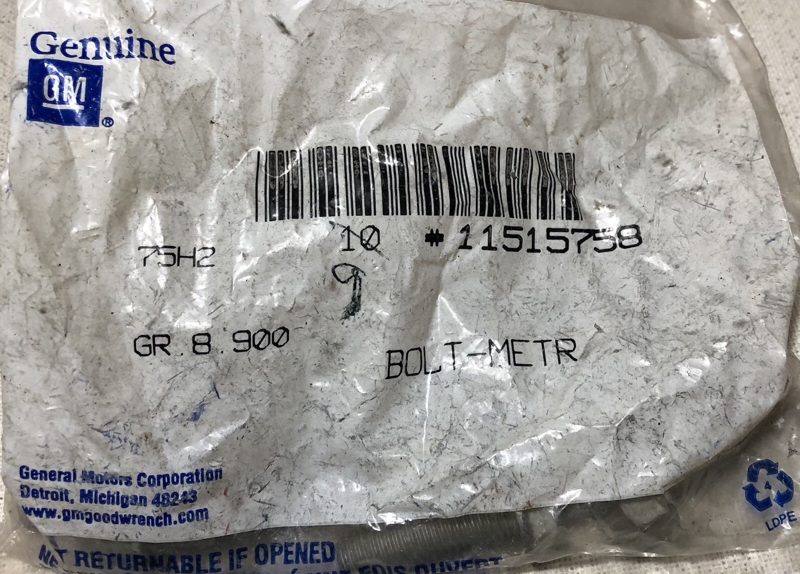 QTY.9-NOS/GENUINE-GM 11515758 LS Timing Cover/Oil Pan/Oil Pump Bolt OEM