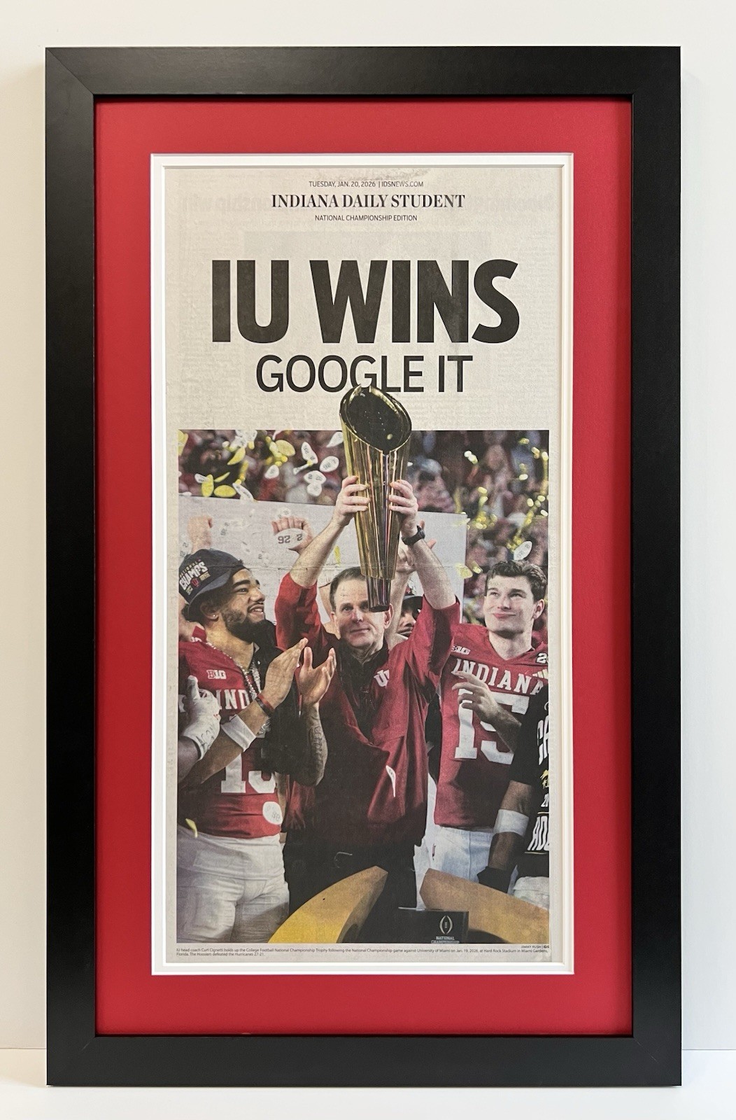 2026 Indiana Hoosiers National Championship REAL Framed Newspaper- Daily Student