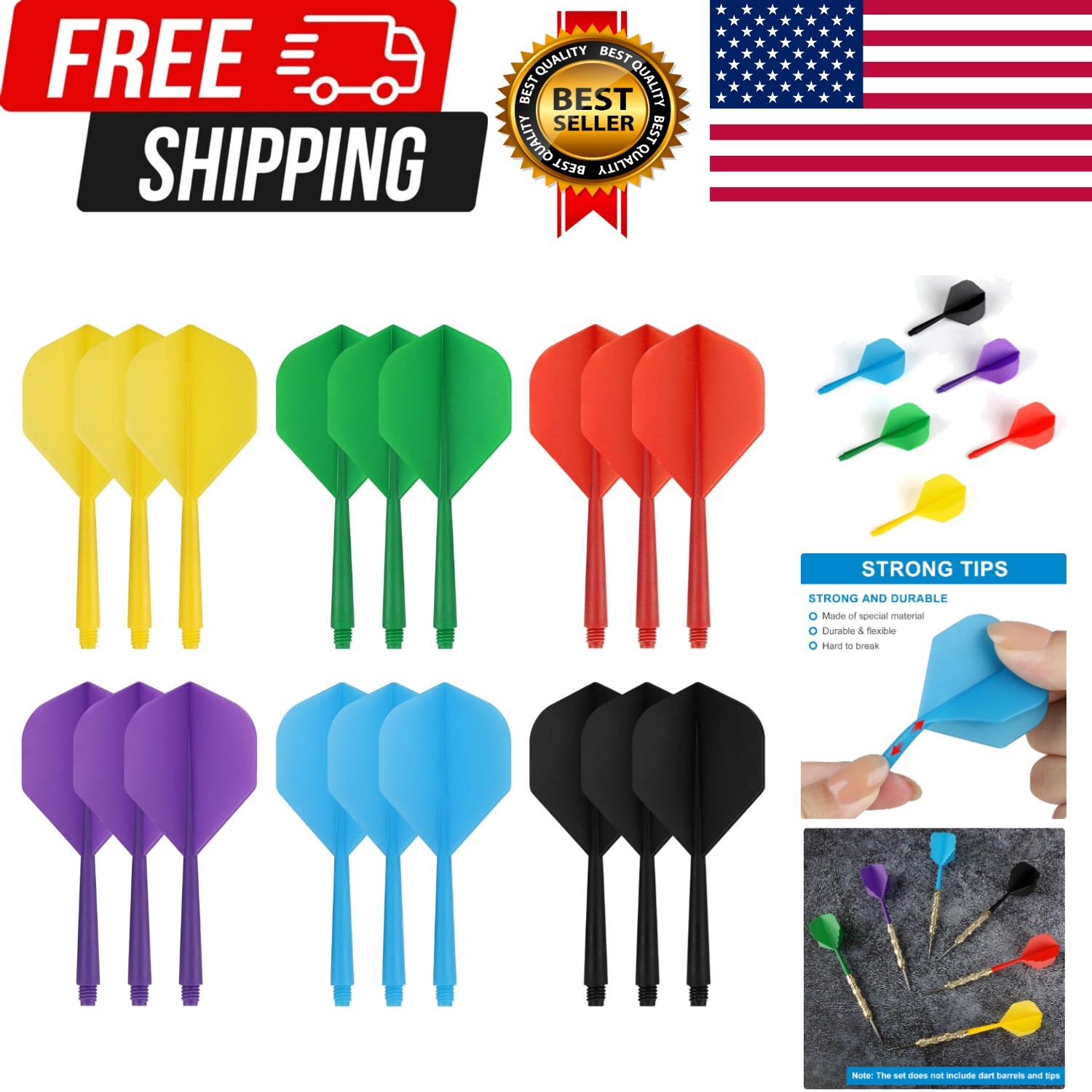 Accmor 18pcs Integrated Dart Shaft and Flights, Dart Flights for Steel Tip Darts