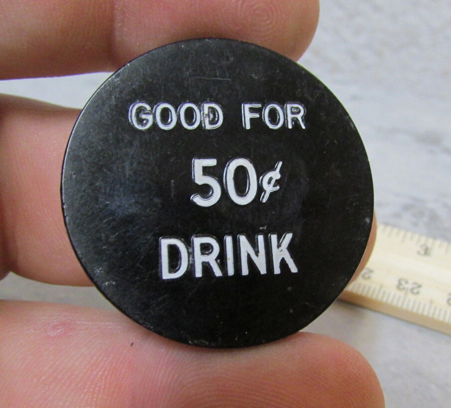 vintage plastic token Valley Cavern San Francisco California, 50 cent drink