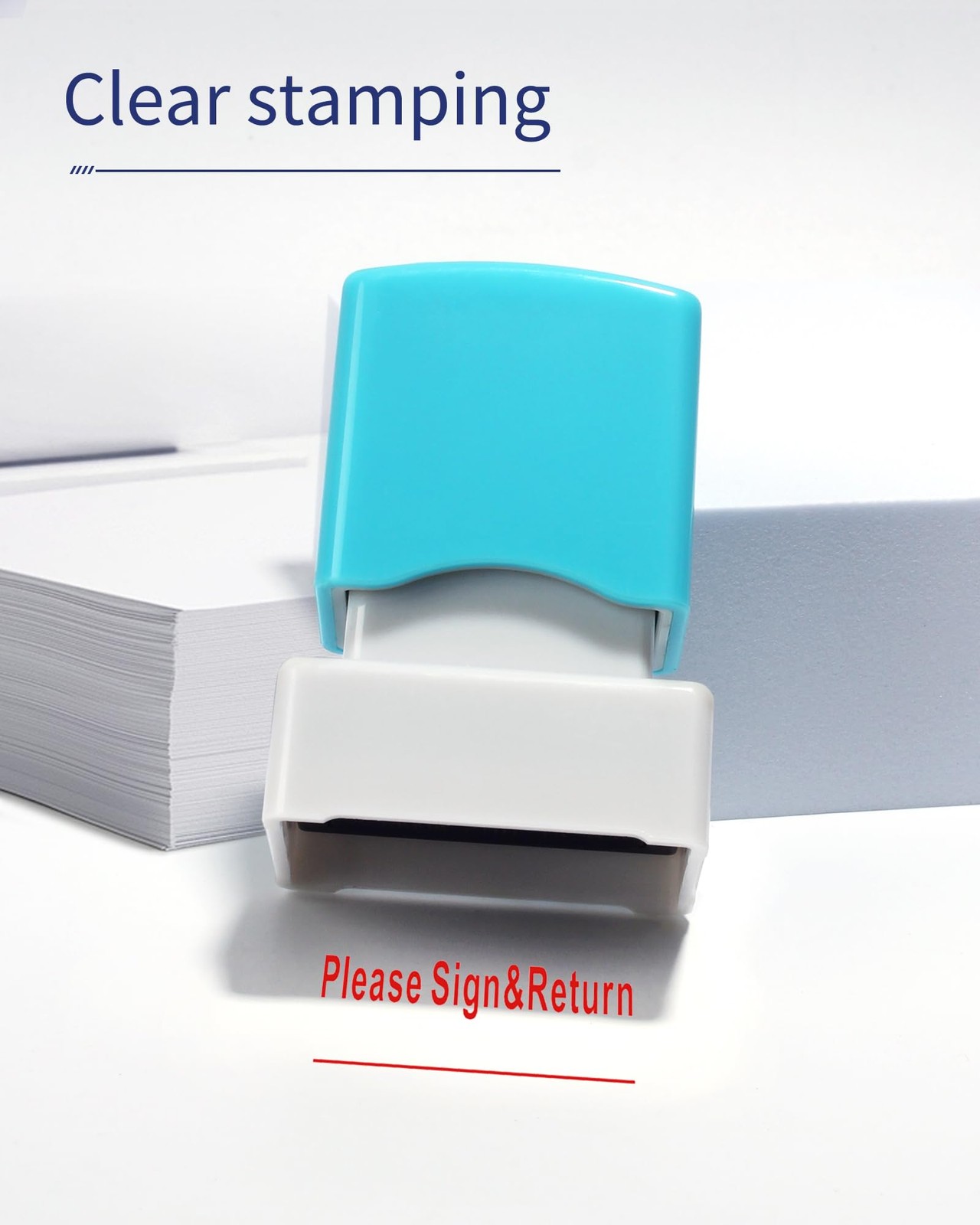 Please Sign Return Stamp–Message Stamp Pre-Inked Office Stamp Refillable Red ...