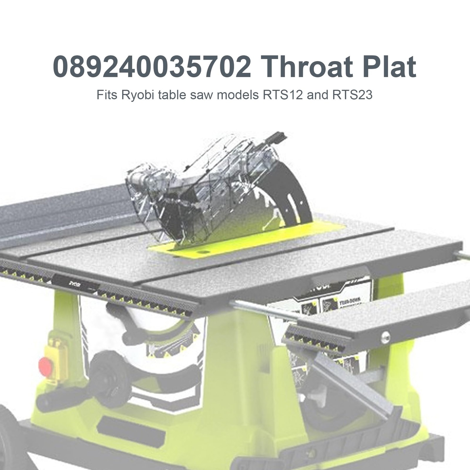 Table Saw Throat Plate Insert for Ryobi RTS12 RTS23 Models 089240035702