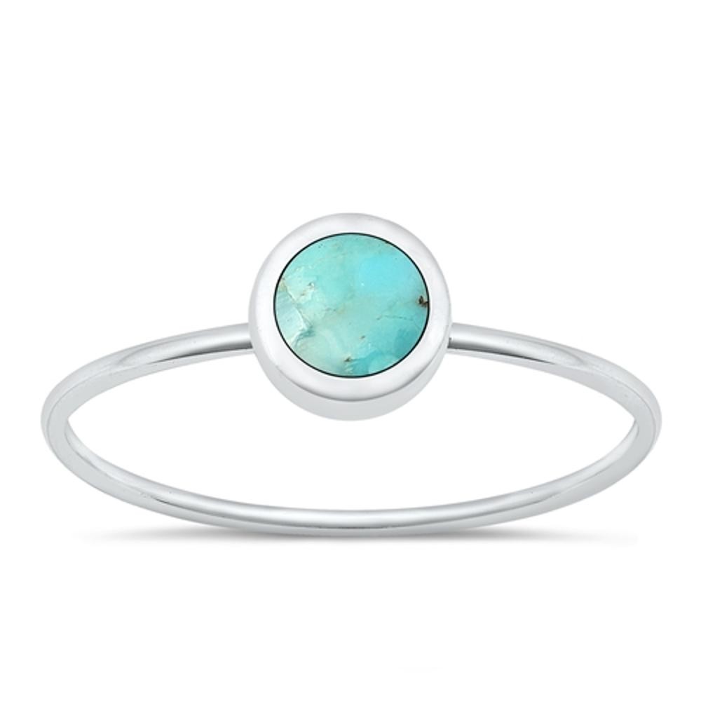 Turquoise Beautiful Minimalist Ring New .925 Sterling Silver Band Sizes 1-8