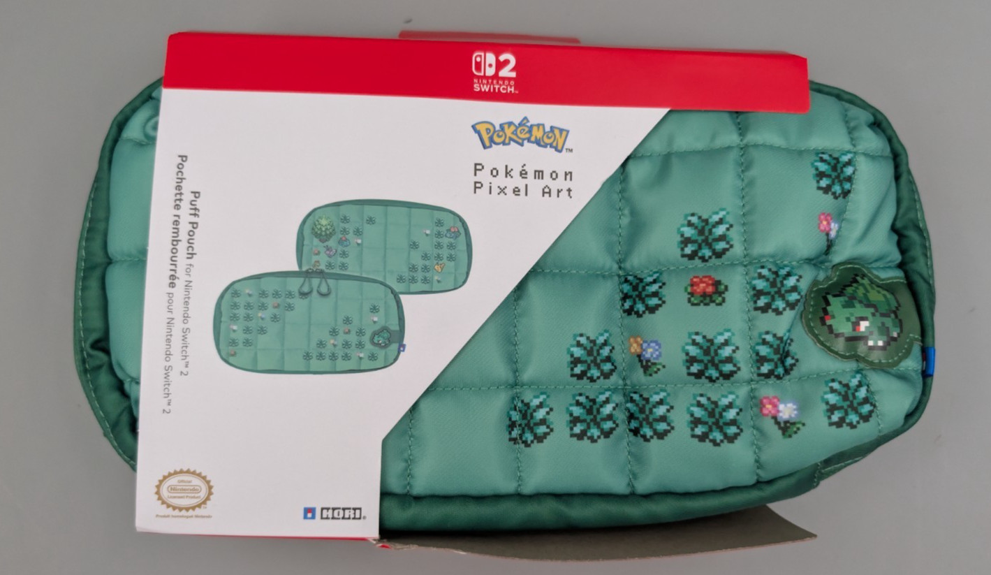 HORI Puff Pouch (Pokemon Pixel Green) for Nintendo Switch 2/OLED/Base Model Case