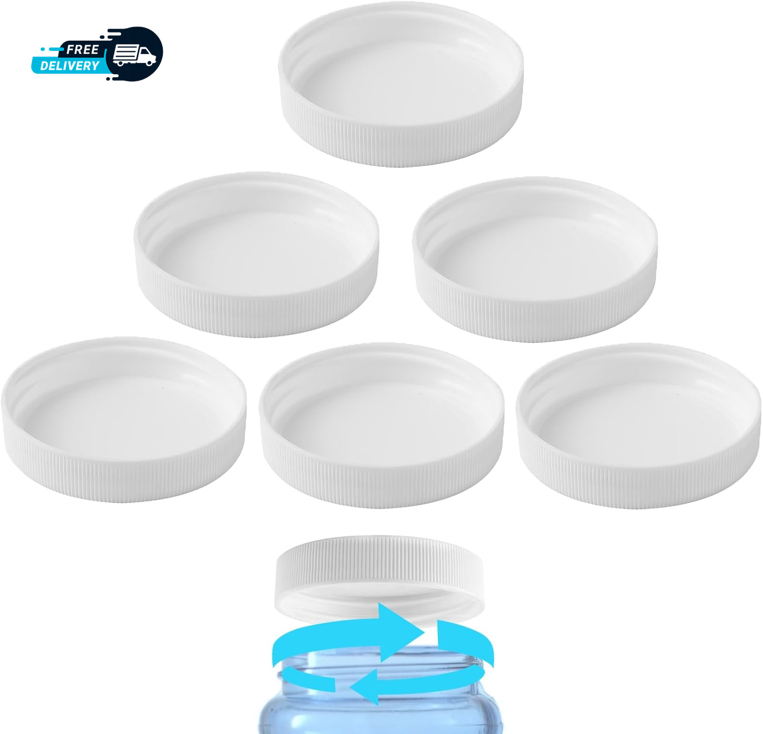 (6-Pack)  53Mm Reusable Water Jug Caps Lids for 3 and 5 Gallon Water Jug