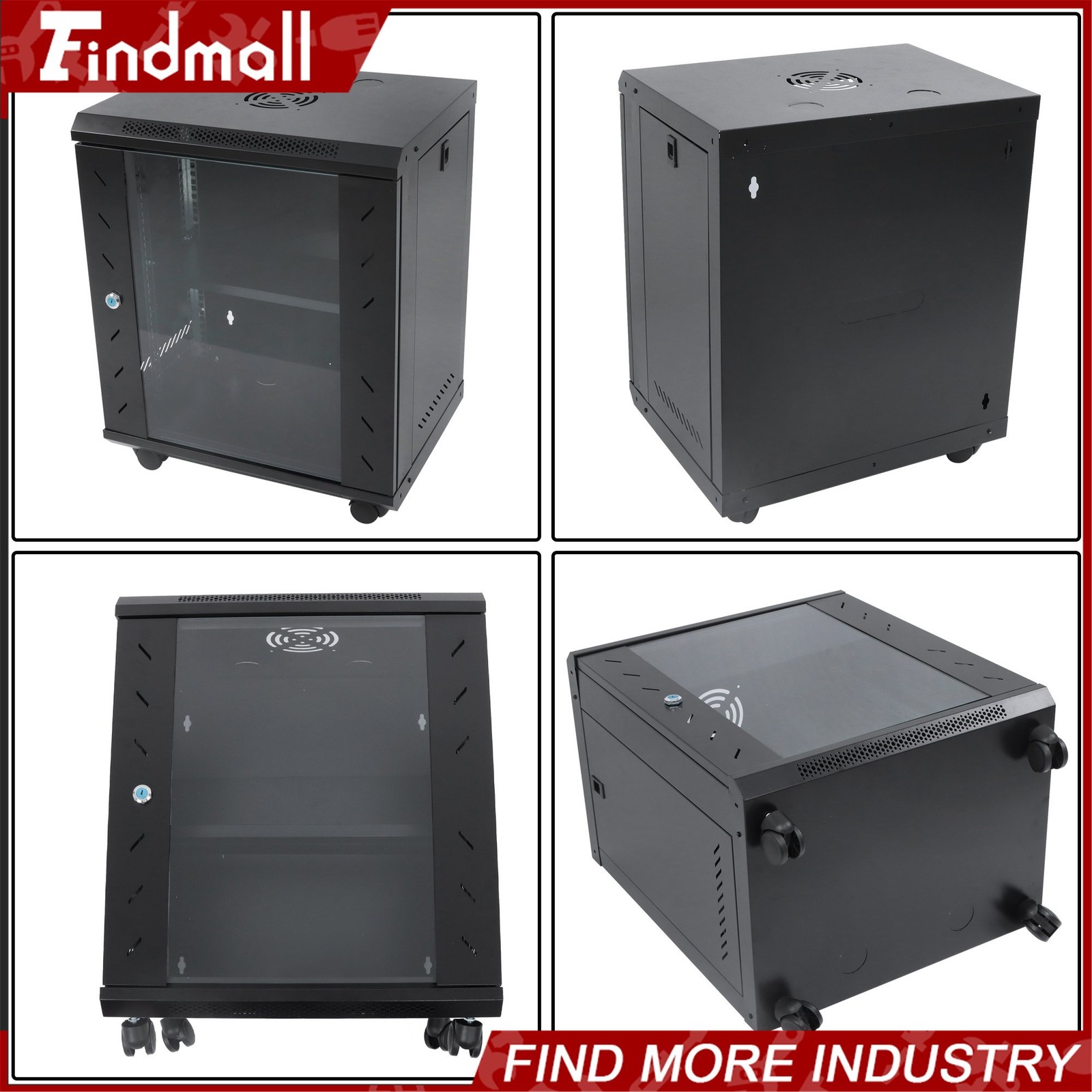 Findmall Wall Mount Network Server Rack Cabinet Enclosure 12U 15.5'' Deep