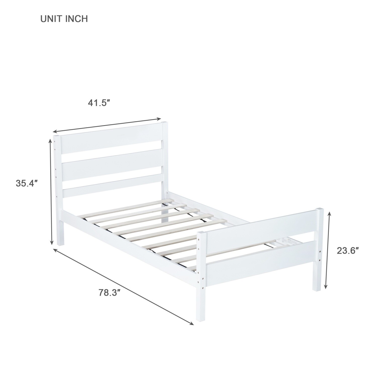 Twin Size Bed Frame Wooden Platform Bed Frame with Headboard White/Espresso