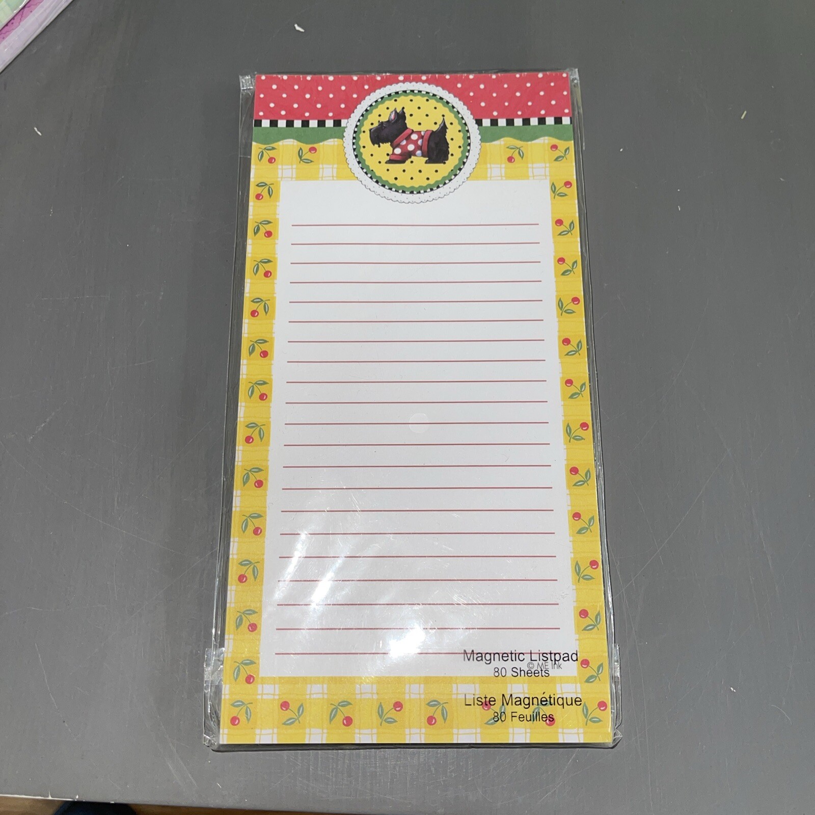 Mary Engelbreit Magnetic Memo List Pad 80 Sheets 67004 Scotty Dog & Cherry New